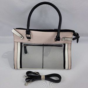 Ricki's Purse Handbag 9.5" x 13.5" Pink Grey Black Two Tone Zip-Up